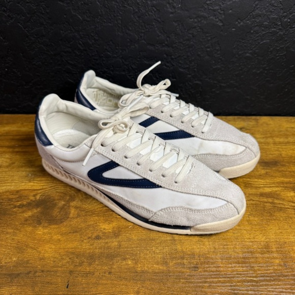 Tretorn Rawlins 1536041 White Navy Leather Textile Sneakers Mens Size 7.5‎